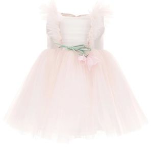 Monnalisa Floral-Appliqué Sleeveless Flared Dress